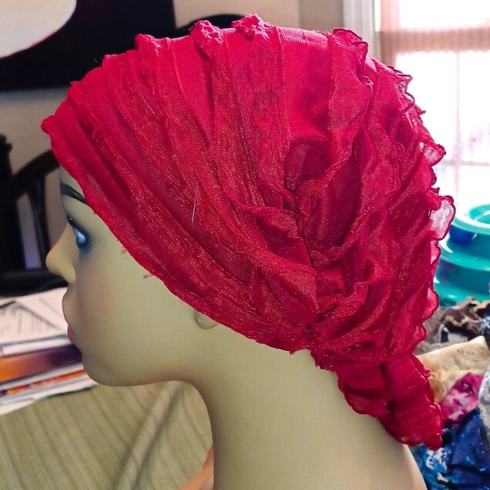 Two Soft Ruffle Style "Cancer" Caps - Picture 3 of 5